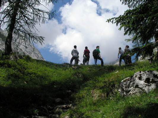 Hiking in the Dolomites; Jeff, Stephen, Nathan, Suzie, Claire