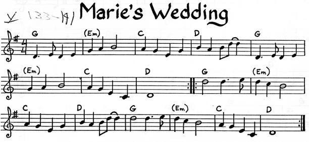 Marie's Wedding -- |: G Em C D G Em C D :| |: G Em C D G Em C D :|