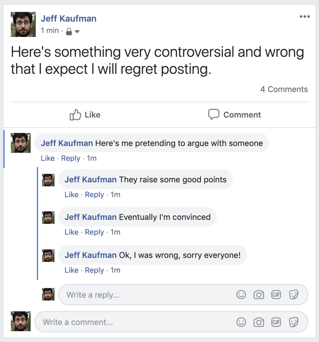 Retracting on Facebook