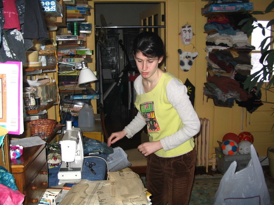 Rosie in the sewing room