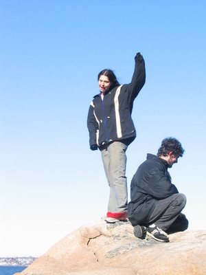 Alice, Jeff, on a rock