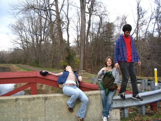On the bridge -- Susanna, Claire, Jeff