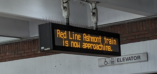 Red Line
Ashmont Train is Now Approaching