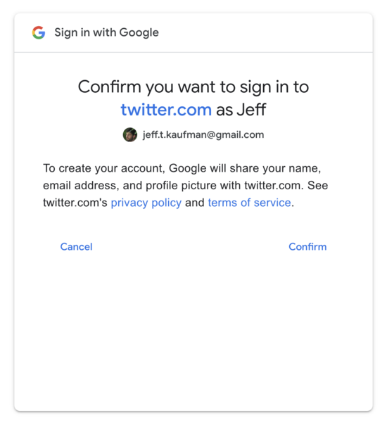 oauth screen asking for email address